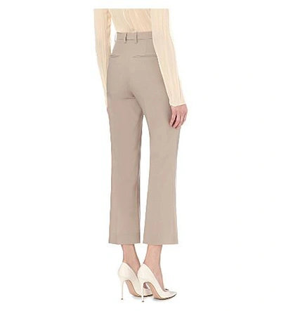 Shop Nina Ricci Flared Cropped Wool Trousers In Light Sage