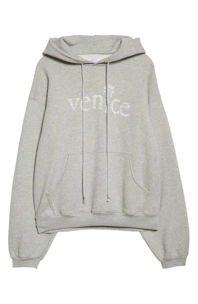 Shop Erl Unisex Venice Oversize Cotton Blend Hoodie In Grey