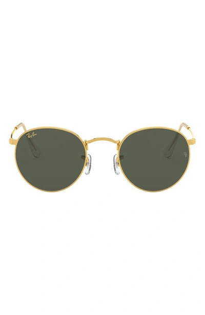 Shop Ray Ban Icons 50mm Round Metal Sunglasses In Legend Gold/ Green