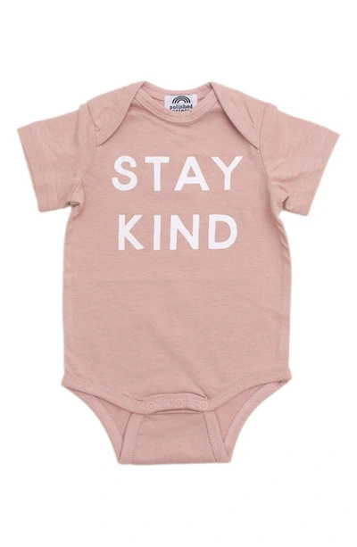 Shop Polished Prints Stay Kind Organic Cotton Bodysuit In Rose Dust