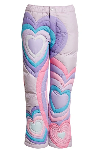 Shop Erl Unisex Hearts Puffer Pants In Purple