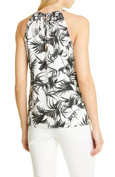 Shop Donna Karan Sateen Floral Print Halter Top In Palm Combo