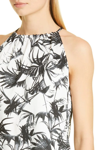 Shop Donna Karan Sateen Floral Print Halter Top In Palm Combo