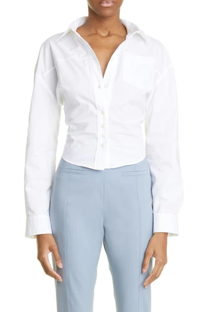 Shop Jacquemus La Chemise Shrunken Fit Cotton Shirt In White
