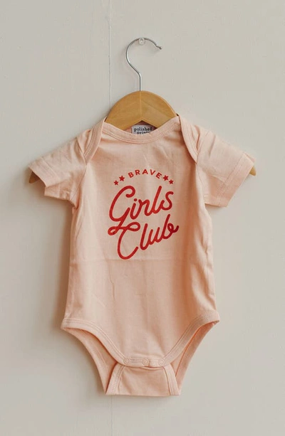 Shop Polished Prints Brave Girls Club Organic Cotton Bodysuit In Peach