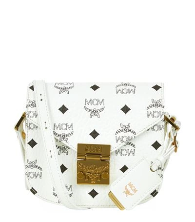 Shop Mcm Patricia Visetos Mini Shoulder Bag In White