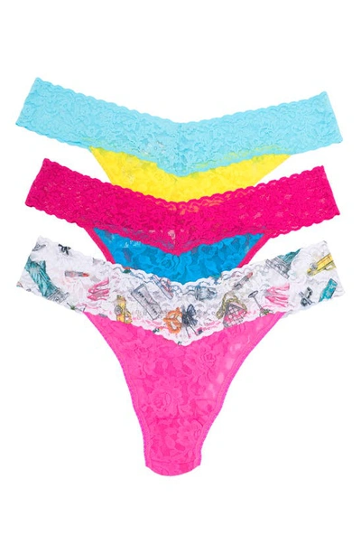 Shop Hanky Panky Original Rise Stretch Lace Thong Panties In Zesy/ Trub