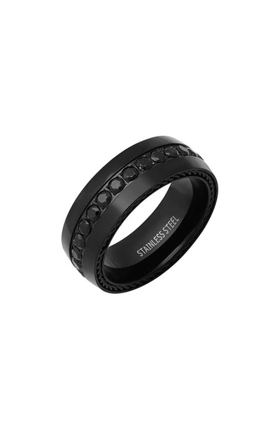 Shop Hmy Jewelry Black Ip Stainless Steel Cz Band Ring