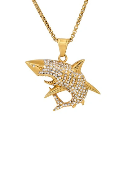 Shop Hmy Jewelry Crystal Shark Pendant Necklace In Yellow