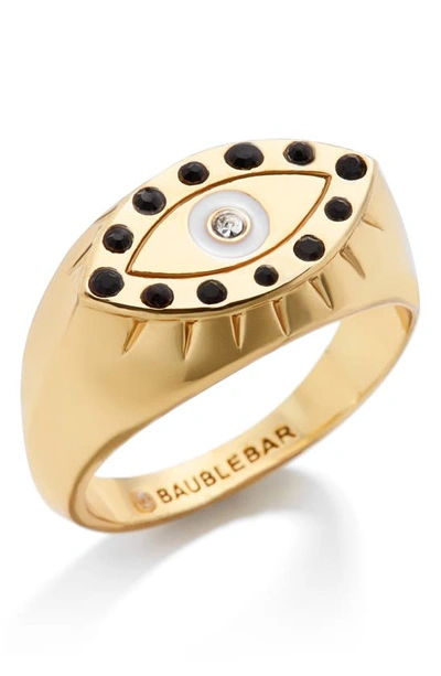 Baublebar Cyprus Pave Evil Eye Ring In Gold Tone In Black/gold | ModeSens