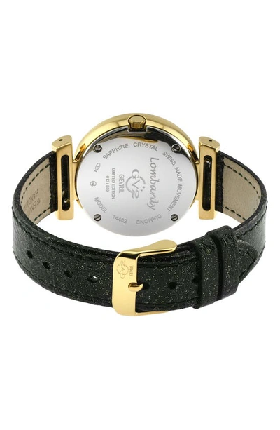 Shop Gv2 Lombardy Diamond Dial Leather Strap Watch, 36mm In Black