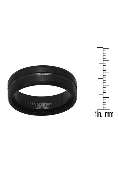 Hmy Jewelry Black Ip Tungsten Accented Ring In Black