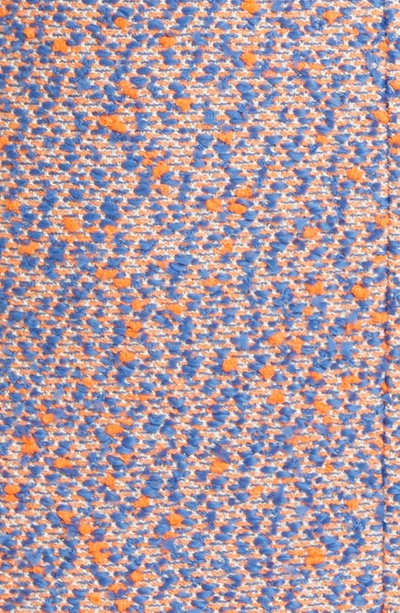 St John Shimmer Tweed Dress With Button Detail In Blue Orange