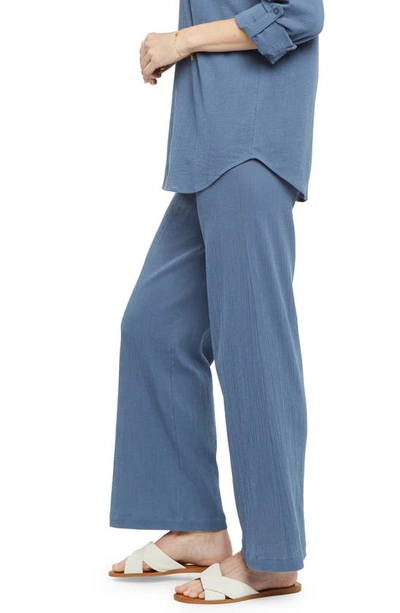 Shop Nydj Cotton Gauze Tunic Blouse In Blue Horizon