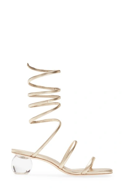 Cult Gaia Freya Metallic Leather Ankle-wrap Sandals In Champagne