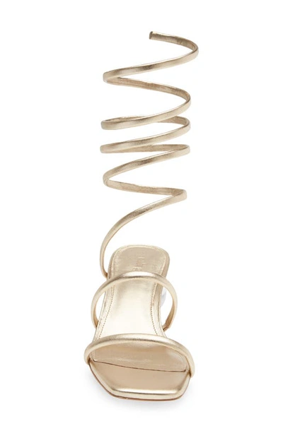 Cult Gaia Freya Metallic Leather Ankle-wrap Sandals In Champagne