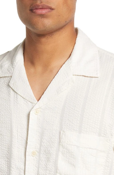 Shop Corridor Striped Seersucker Short Sleeve Button-up Camp Shirt In White