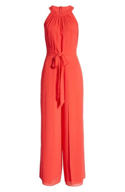 Shop Vince Camuto Halter Neck Chiffon Jumpsuit In Strawberry