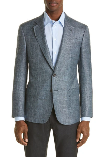 Shop Emporio Armani Viscose Sport Coat In Solid Medium Blue