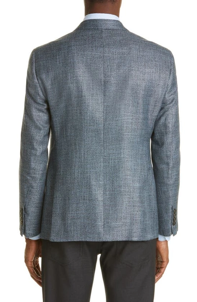 Shop Emporio Armani Viscose Sport Coat In Solid Medium Blue