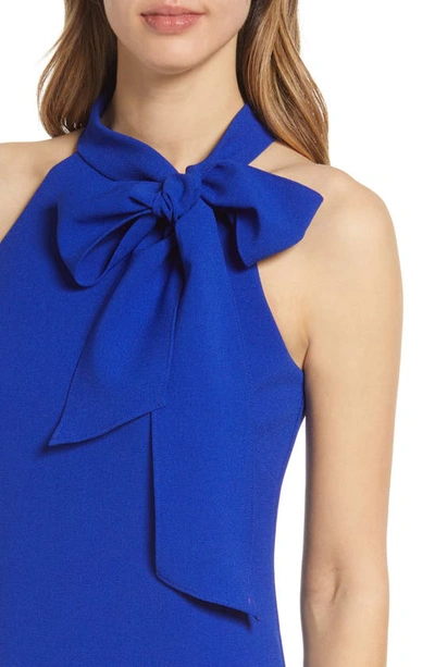 Shop Vince Camuto Tie Neck A-line Dress In Blue
