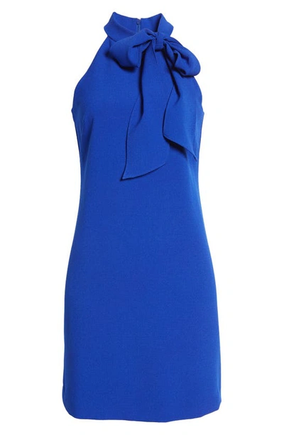 Shop Vince Camuto Tie Neck A-line Dress In Blue