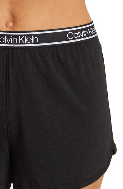Calvin Klein V-neck T-shirt & Shorts 2-piece Pajama Set In Black