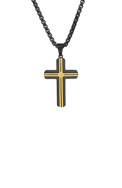 Shop Hmy Jewelry Two-tone Cross Pendant Necklace In Two Tone