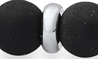 Hmy Jewelry Black Lava Stone & Stainless Steel Bracelet In Black/ Metallic