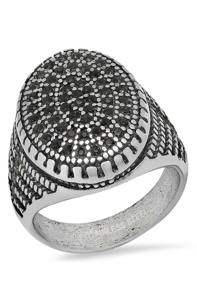 Shop Hmy Jewelry Stainless Steel Pavé Ring In Metallic
