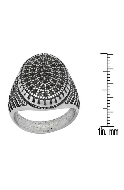 Shop Hmy Jewelry Stainless Steel Pavé Ring In Metallic