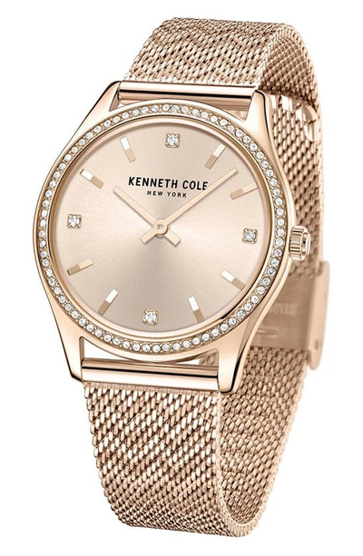 Shop Kenneth Cole Classic Slim Mesh Strap Watch, 34mm In Rose Gold