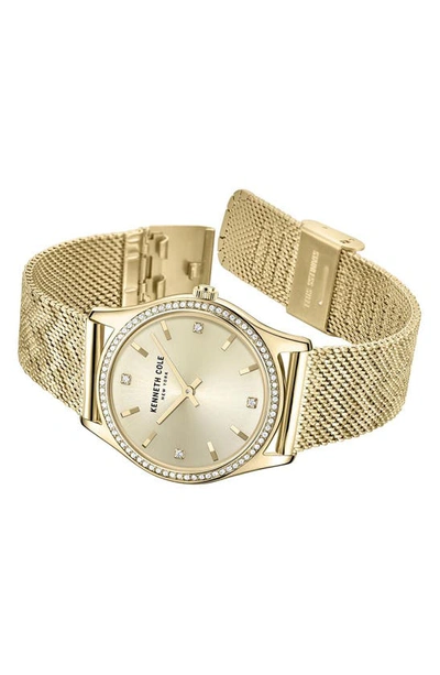 Shop Kenneth Cole Classic Slim Mesh Strap Watch, 34mm In Gold