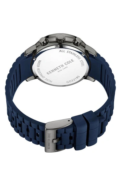 Shop Kenneth Cole Dress Sport Chronograph Silicone Strap Watch, 44mm In Blue