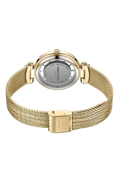 Shop Kenneth Cole Transparency Mother-of-pearl Dial Mesh Strap Watch, 34mm In Gold