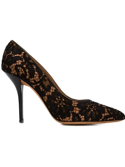 Givenchy Pamela Lace-covered Leather Pumps In Blk-hzl
