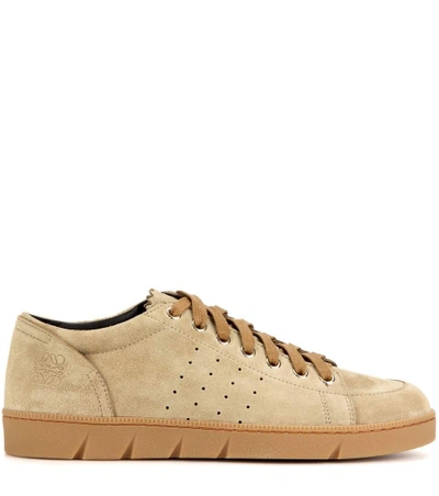 Shop Loewe Suede Sneakers In Beige