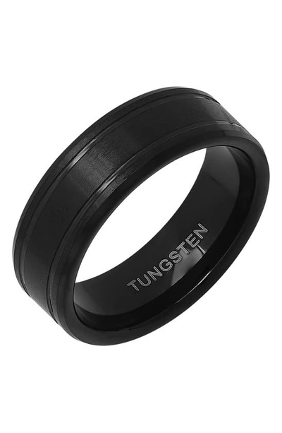 Hmy Jewelry Black Tungsten Brushed Band Ring In Black
