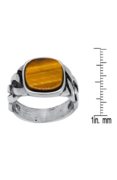 Shop Hmy Jewelry Stainless Steel Tiger's Eye Statement Ring In Metallic