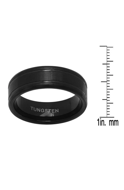 Hmy Jewelry Black Tungsten Brushed Band Ring In Black