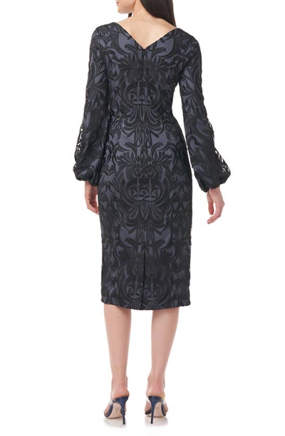 Shop Js Collections Lela Blouson Sleeve Cocktail Dress In Black/ Gunmetal