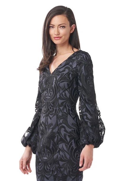Shop Js Collections Lela Blouson Sleeve Cocktail Dress In Black/ Gunmetal