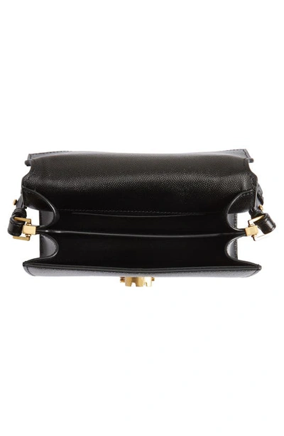 Shop Saint Laurent Mini Cassandra Leather Top Handle Bag In Noir