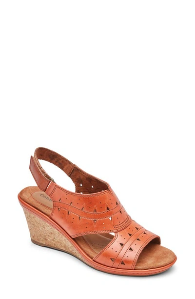 Shop Rockport Cobb Hill Janna Slingback Wedge Sandal In Russet