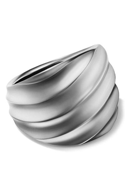 Shop David Yurman Cable Edge Saddle Ring In Sterling Silver