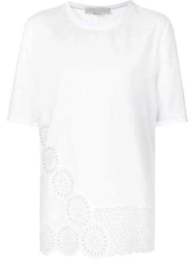 Stella Mccartney Molly Broderie Anglaise-trimmed Cotton-blend T-shirt In White
