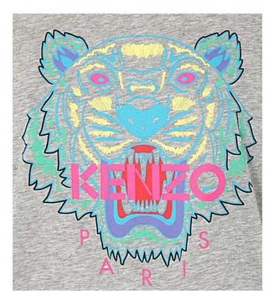 Shop Kenzo Tiger-print Jersey T-shirt In Light Grey