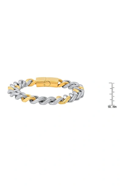 Shop Hmy Jewelry Two-tone Stainless Steel Curb Chain Bracelet In Two Tone