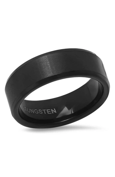 Hmy Jewelry Brushed Black Ip Tungsten Band Ring In Black