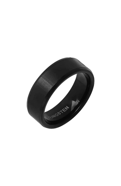 Hmy Jewelry Brushed Black Ip Tungsten Band Ring In Black